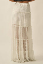 Load image into Gallery viewer, Striped Lace Tiered Ruffle Maxi Skirt