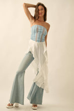 Load image into Gallery viewer, Tencel Denim and Gauze Strapless Ruffled Maxi Top