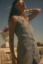 Load image into Gallery viewer, Floral-Print Denim Sleeveless Vest Romper