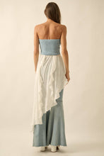 Load image into Gallery viewer, Tencel Denim and Gauze Strapless Ruffled Maxi Top