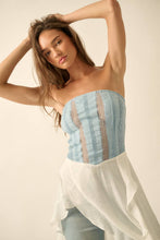 Load image into Gallery viewer, Tencel Denim and Gauze Strapless Ruffled Maxi Top
