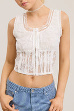 Load image into Gallery viewer, Romantic Lace Corset Top with Front Ribbon Tie