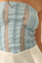 Load image into Gallery viewer, Tencel Denim and Gauze Strapless Ruffled Maxi Top