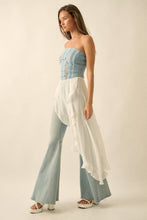 Load image into Gallery viewer, Tencel Denim and Gauze Strapless Ruffled Maxi Top