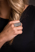 Load image into Gallery viewer, Adjustable Burnished Silver Rectangular Textured Ring
