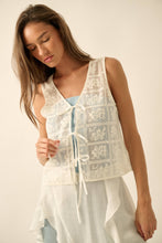 Load image into Gallery viewer, Sheer Floral Lace Tie-Front Sleeveless Vest Top

