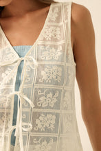 Load image into Gallery viewer, Sheer Floral Lace Tie-Front Sleeveless Vest Top
