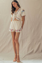 Load image into Gallery viewer, Embroidered Tie-Front Boho Crop Top
