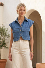 Load image into Gallery viewer, CROPPED DENIM TOP
