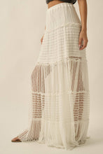 Load image into Gallery viewer, Striped Lace Tiered Ruffle Maxi Skirt
