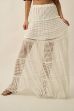 Load image into Gallery viewer, Striped Lace Tiered Ruffle Maxi Skirt

