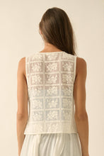 Load image into Gallery viewer, Sheer Floral Lace Tie-Front Sleeveless Vest Top

